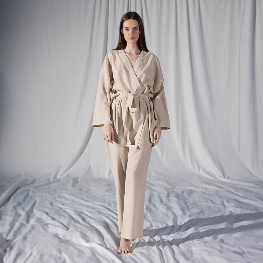 Домашній одяг Penelope - Serli uzun kollu kimono ekru молочний S-M Домашній одяг Penelope - Serli uzun kollu kimono ekru молочний S-M