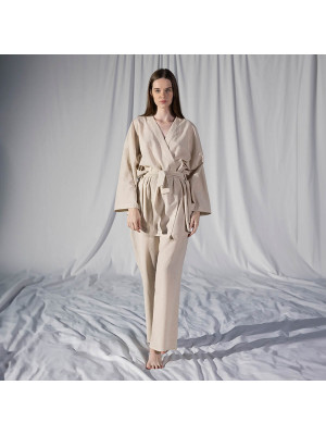 Домашній одяг Penelope - Serli uzun kollu kimono ekru молочний S-M Домашній одяг Penelope - Serli uzun kollu kimono ekru молочний S-M