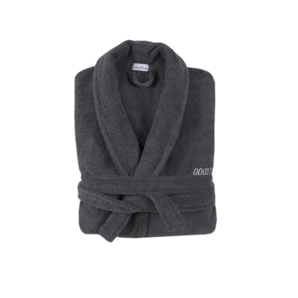 Халат махровий unisex Lotus Home - Basic Soft private line графіт L Халат махровий unisex Lotus Home - Basic Soft private line графіт L