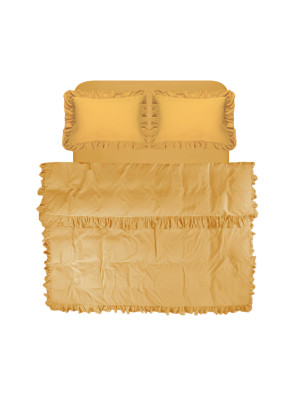 Постільна білизна Lotus Home Washed cotton - Kansas fly гірчичний євро Постільна білизна Lotus Home Washed cotton - Kansas fly гірчичний євро