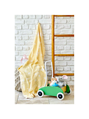 Дитяче покривало піке Karaca Home - Baby star sari жовтий 80*120