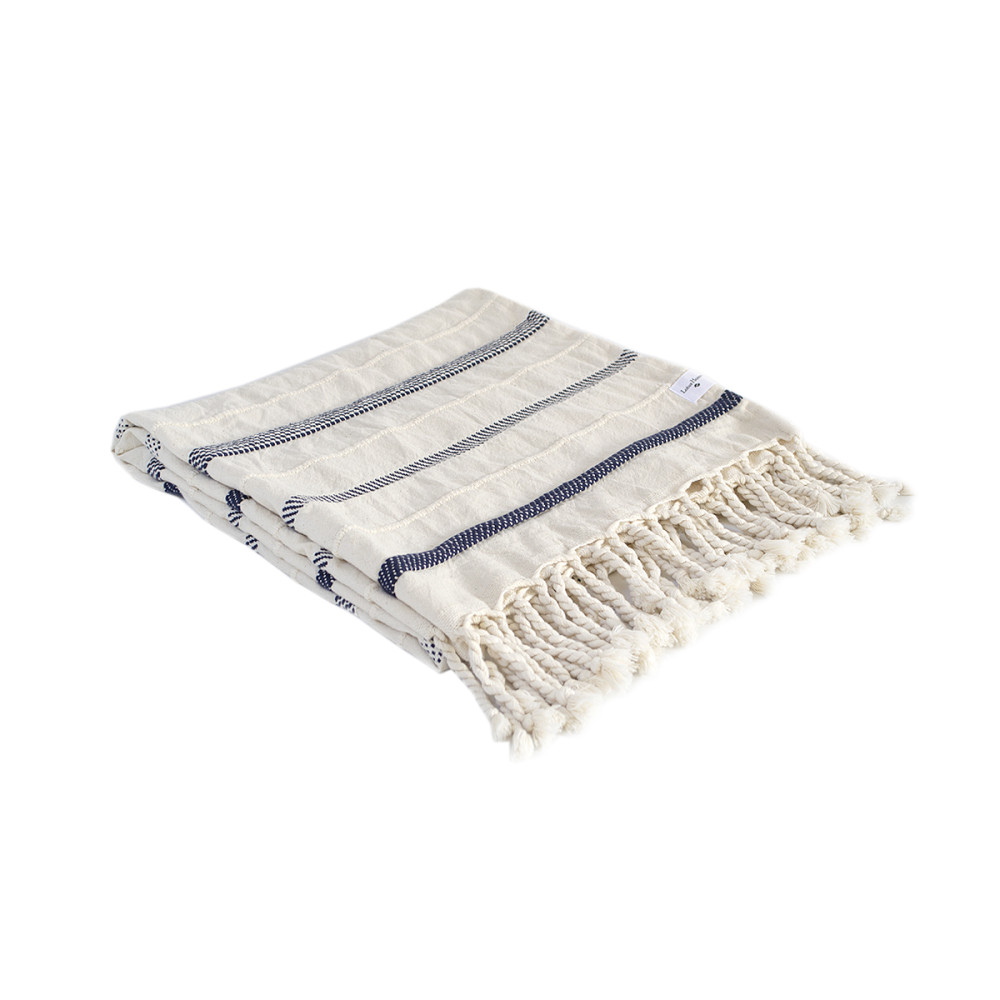 Плед Lotus Home - Benalla natural navy 130*170 Плед Lotus Home - Benalla natural navy 130*170