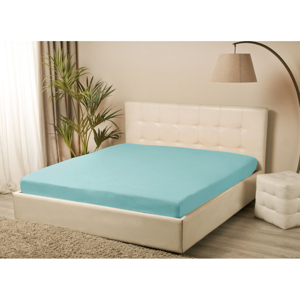 Простирадло трикотажне на резинці Iris Home - Бірюзовий 160*200+25 Простирадло трикотажне на резинці Iris Home - Бірюзовий 160*200+25