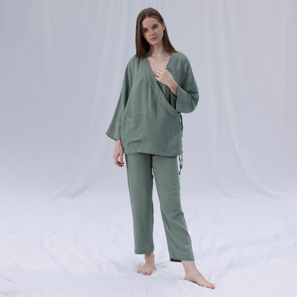 Домашній одяг Penelope - Serli kruvaze kimono kisa cagla зелений S-M Домашній одяг Penelope - Serli kruvaze kimono kisa cagla зелений S-M