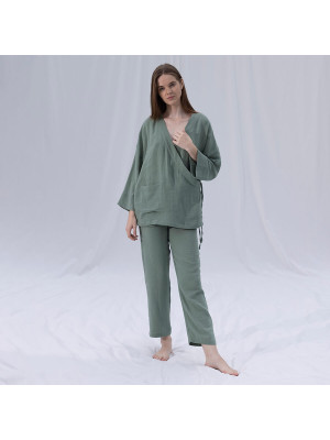 Домашній одяг Penelope - Serli kruvaze kimono kisa cagla зелений S-M Домашній одяг Penelope - Serli kruvaze kimono kisa cagla зелений S-M