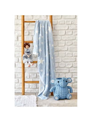 Дитяче покривало піке Karaca Home - Baby star mavi синій 80*120