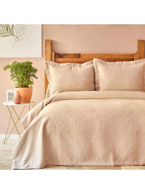 Покривало з наволочкою Karaca Home - Back To Basic pudra 160*240 полуторний Покривало з наволочкою Karaca Home - Back To Basic pudra 160*240 полуторний
