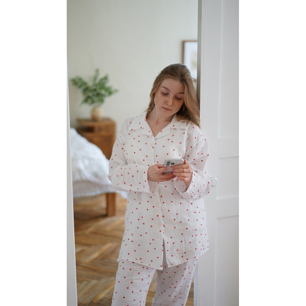 Піжама жіноча Lotus Home - Molly Heart muslin L/XL Піжама жіноча Lotus Home - Molly Heart muslin L/XL