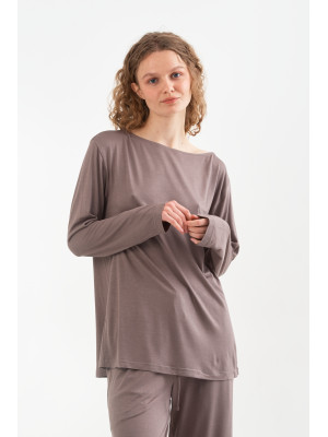 Домашній одяг футболка long sleeve Penelope - Baily vizon темно-бежевий L Домашній одяг футболка long sleeve Penelope - Baily vizon темно-бежевий L